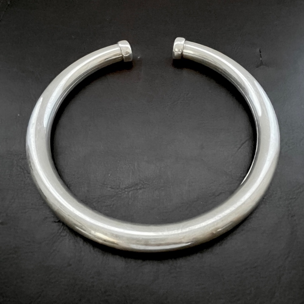 Vintage sterling silver thick torque choker necklace - Picture 9 of 13